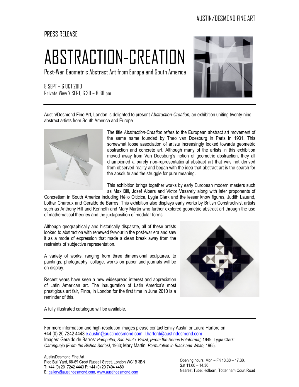 ABSTRACTION-CREATION Post-War Geometric Abstract Art from Europe and South America