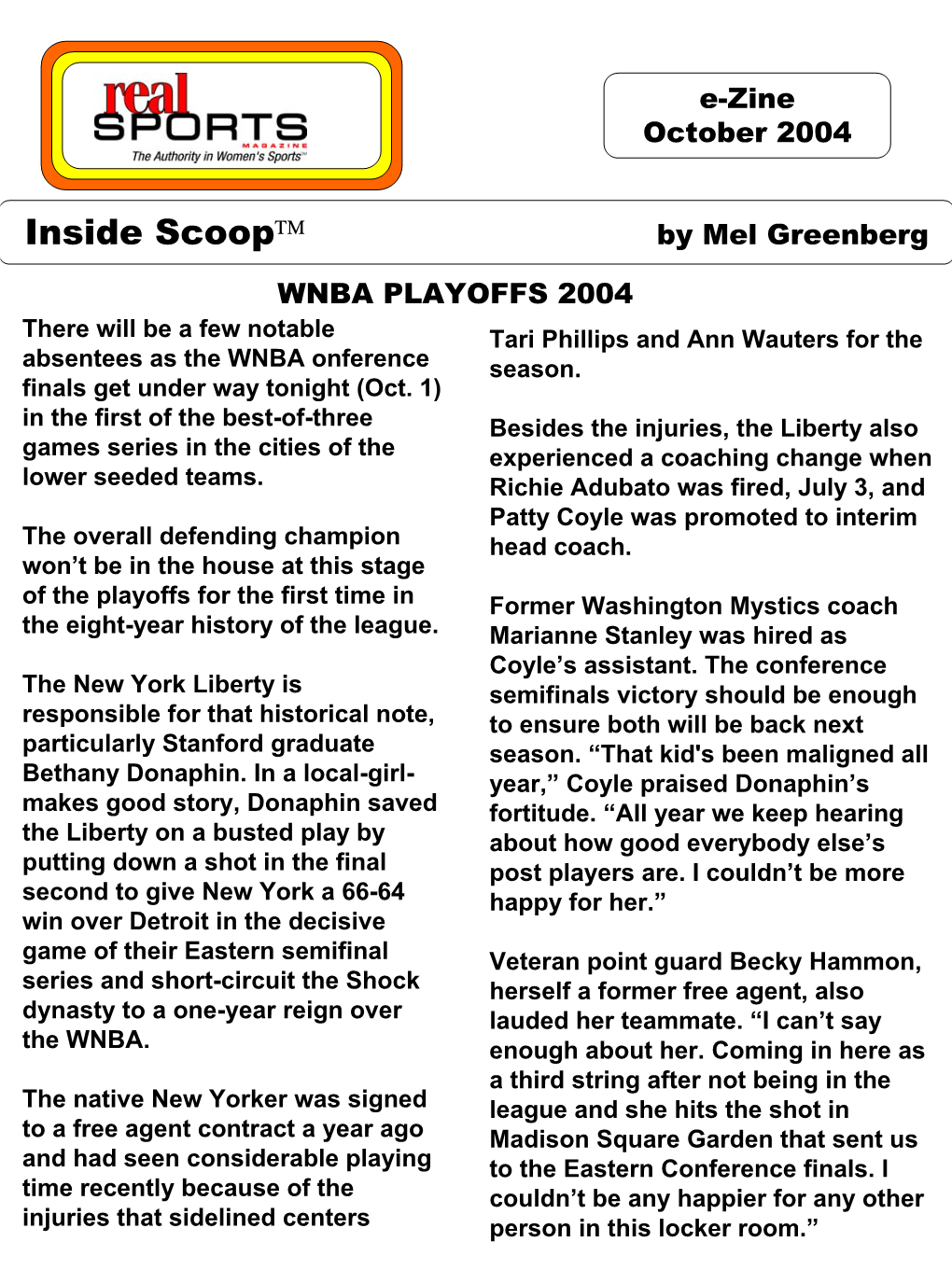 Inside Scoop™ by Mel Greenberg