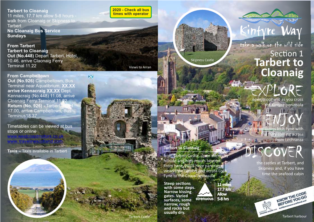 Tarbert to Claonaig Taxis – Taxis Available in Tarbert from Tarbert Castle, up to the Rocky DISCOVER Hillside and High Moors Beyond