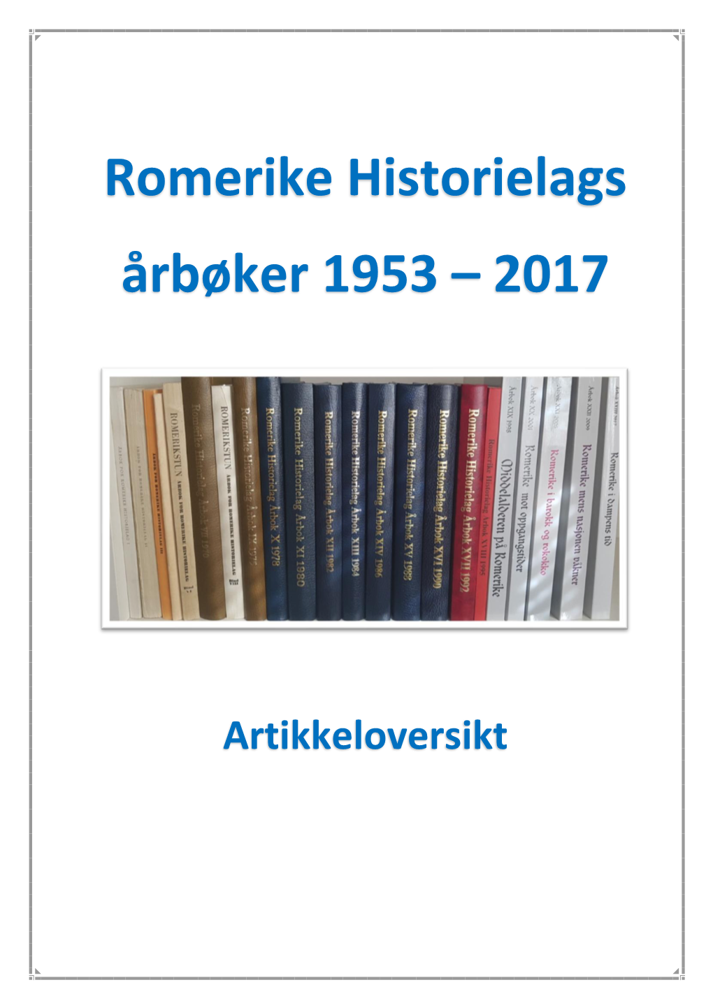 Romerike Historielags Årbøker 1953