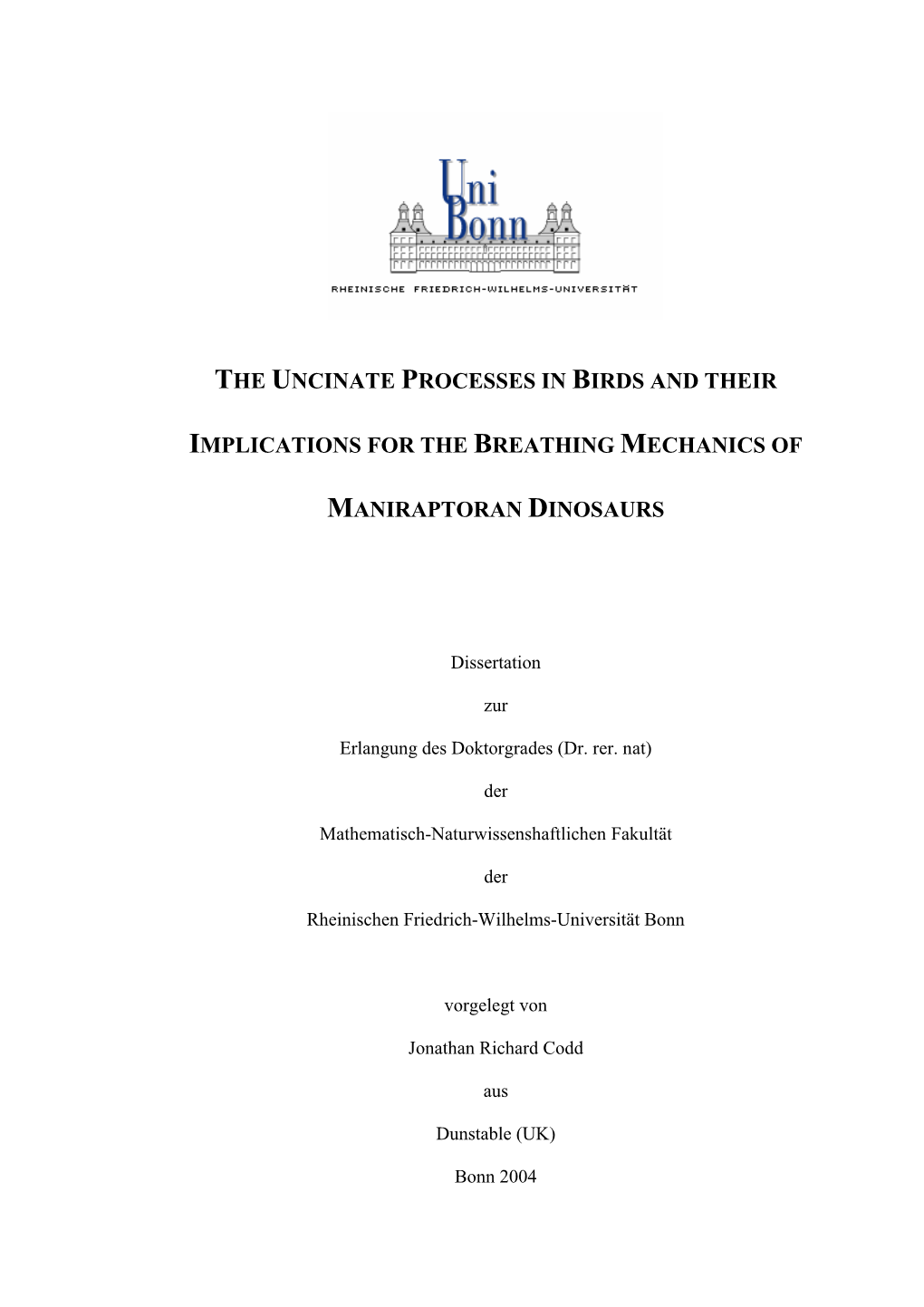 Functional Morphology of the Uncinate Processes In