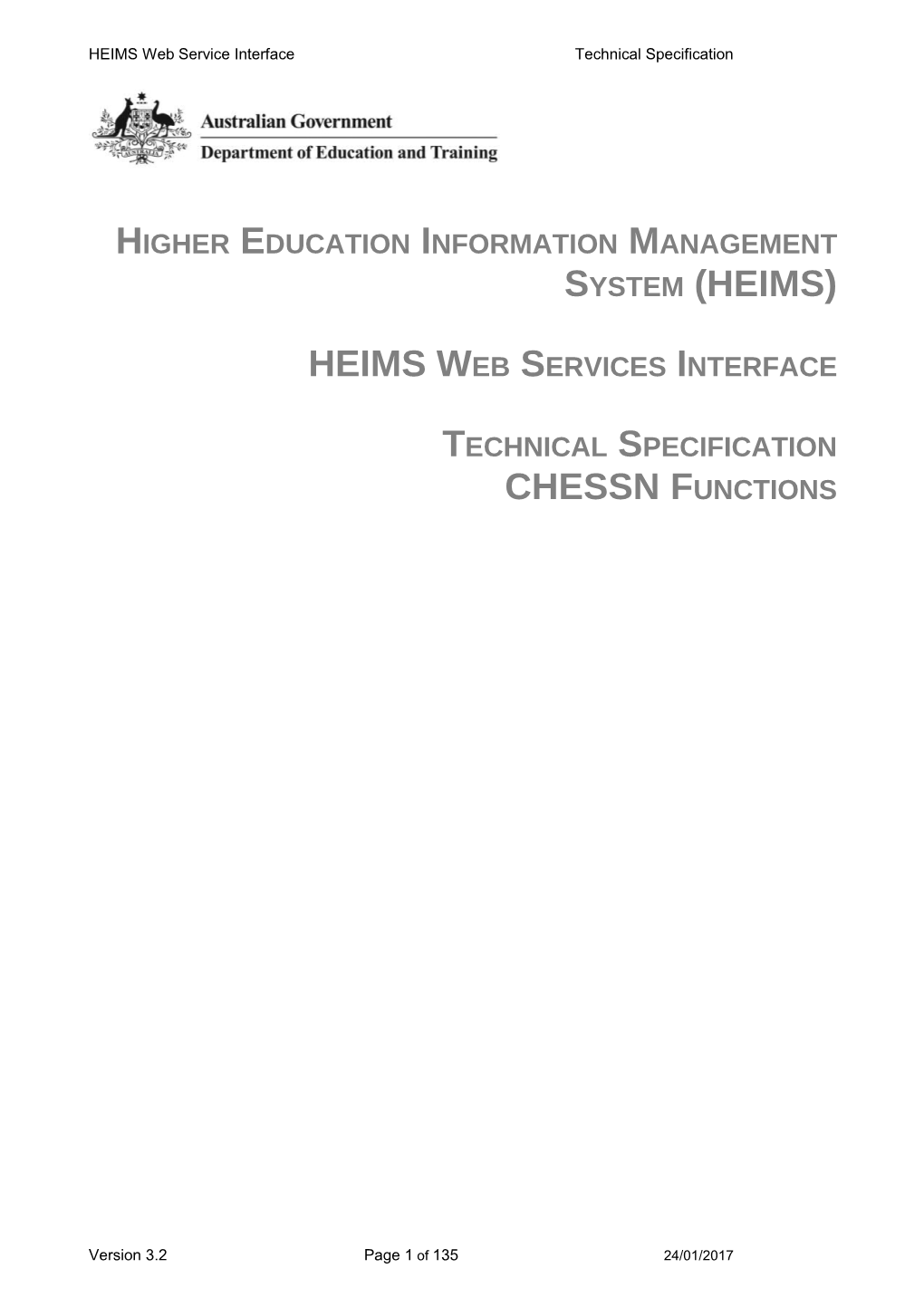 HEIMS CHESSN Web Services Technical Specification