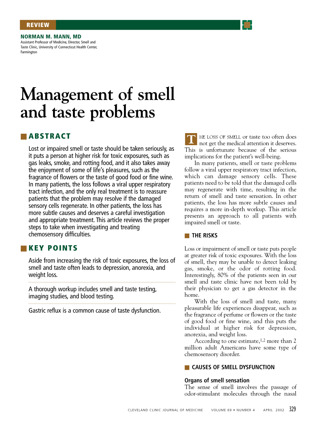 Management of Smell and Taste Problems