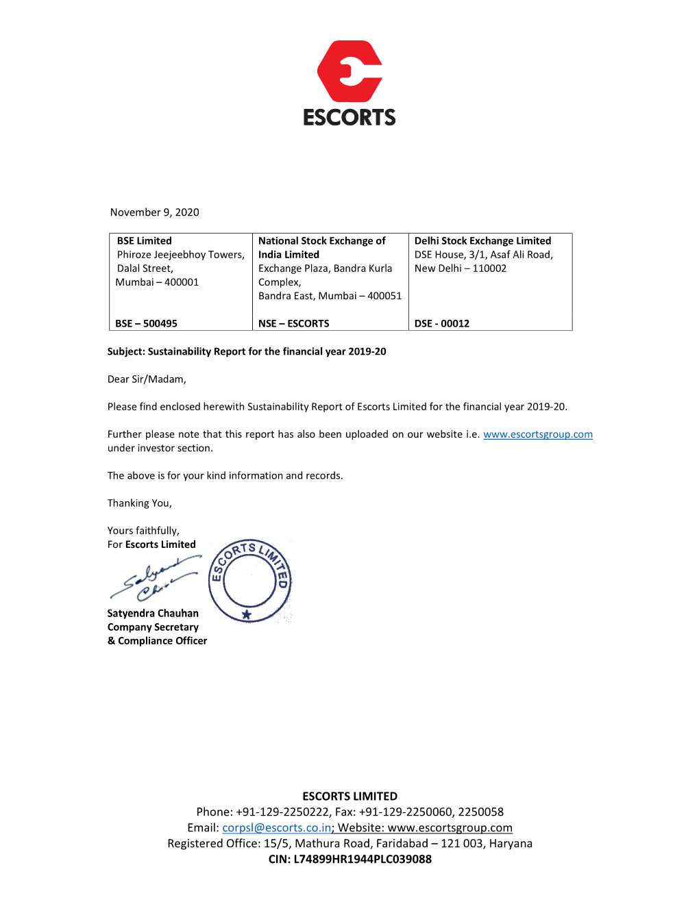 ESCORTS LIMITED Phone