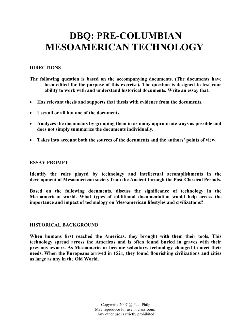 Document Based Question: Pre-History s3