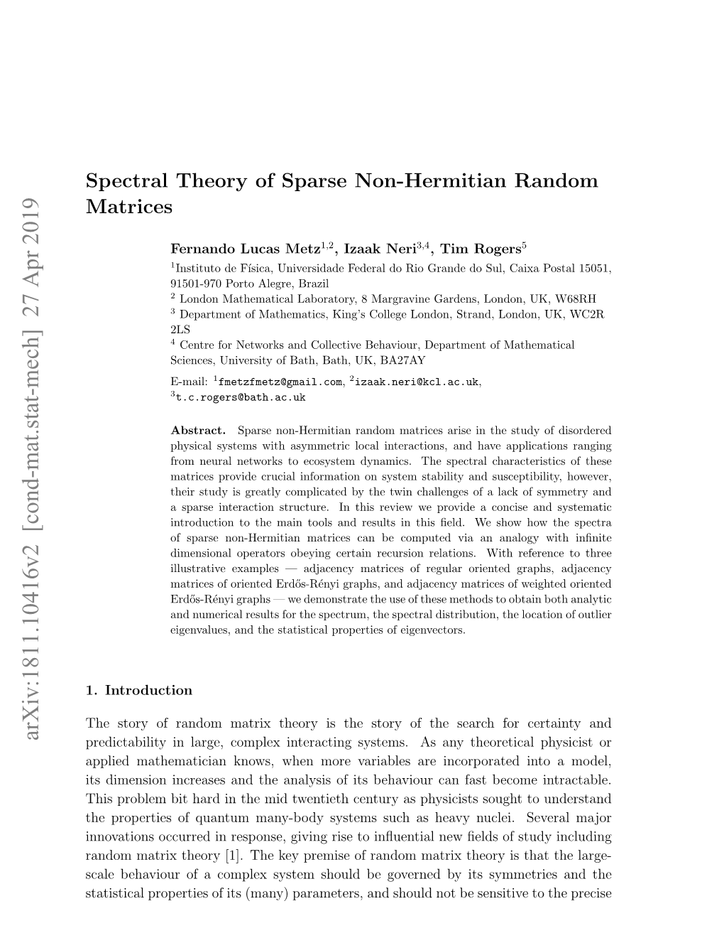 Spectral Theory of Sparse Non-Hermitian Random Matrices