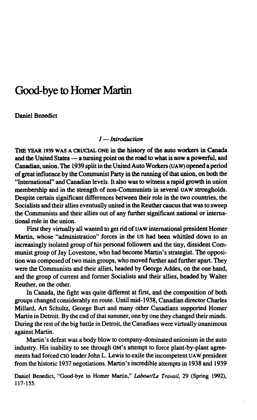 Good-Bye to Homer Martin