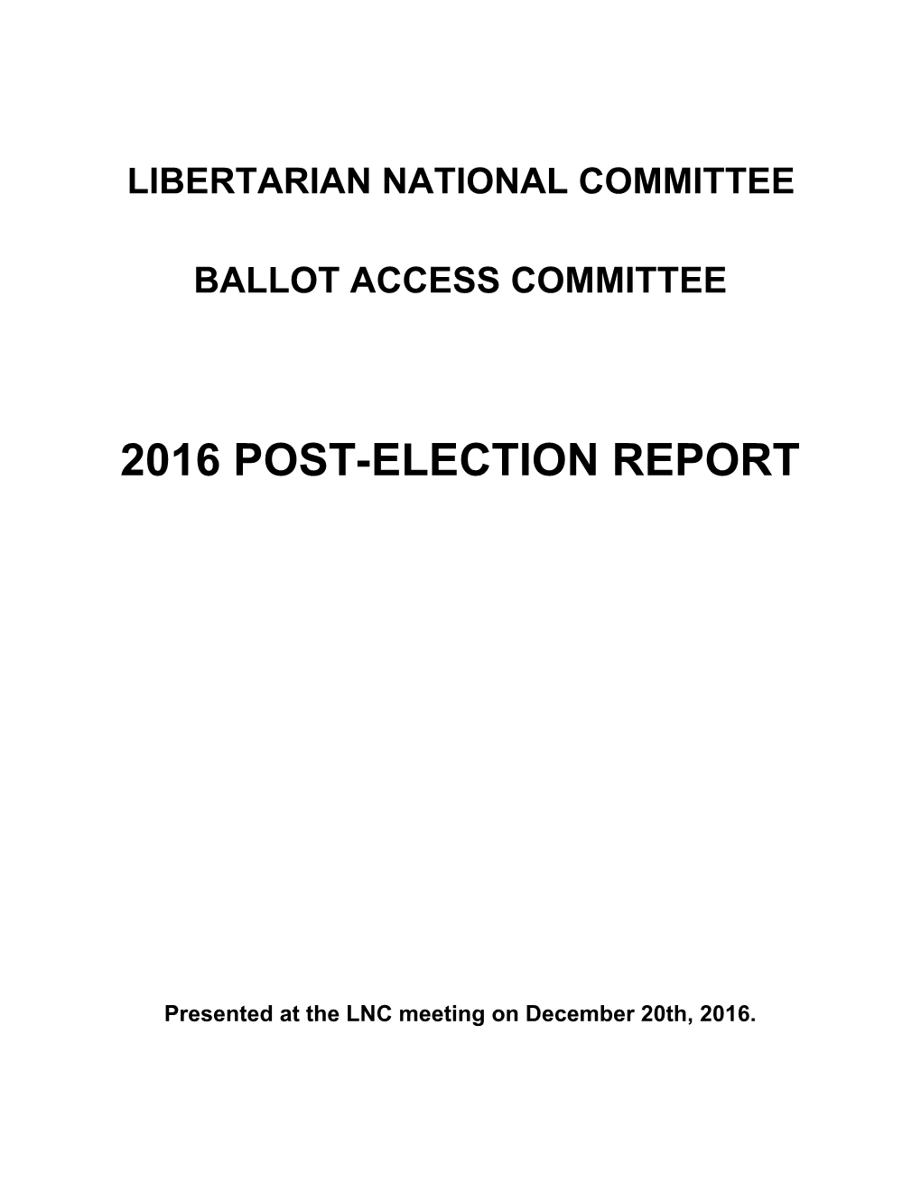 2016 Post-Election Report
