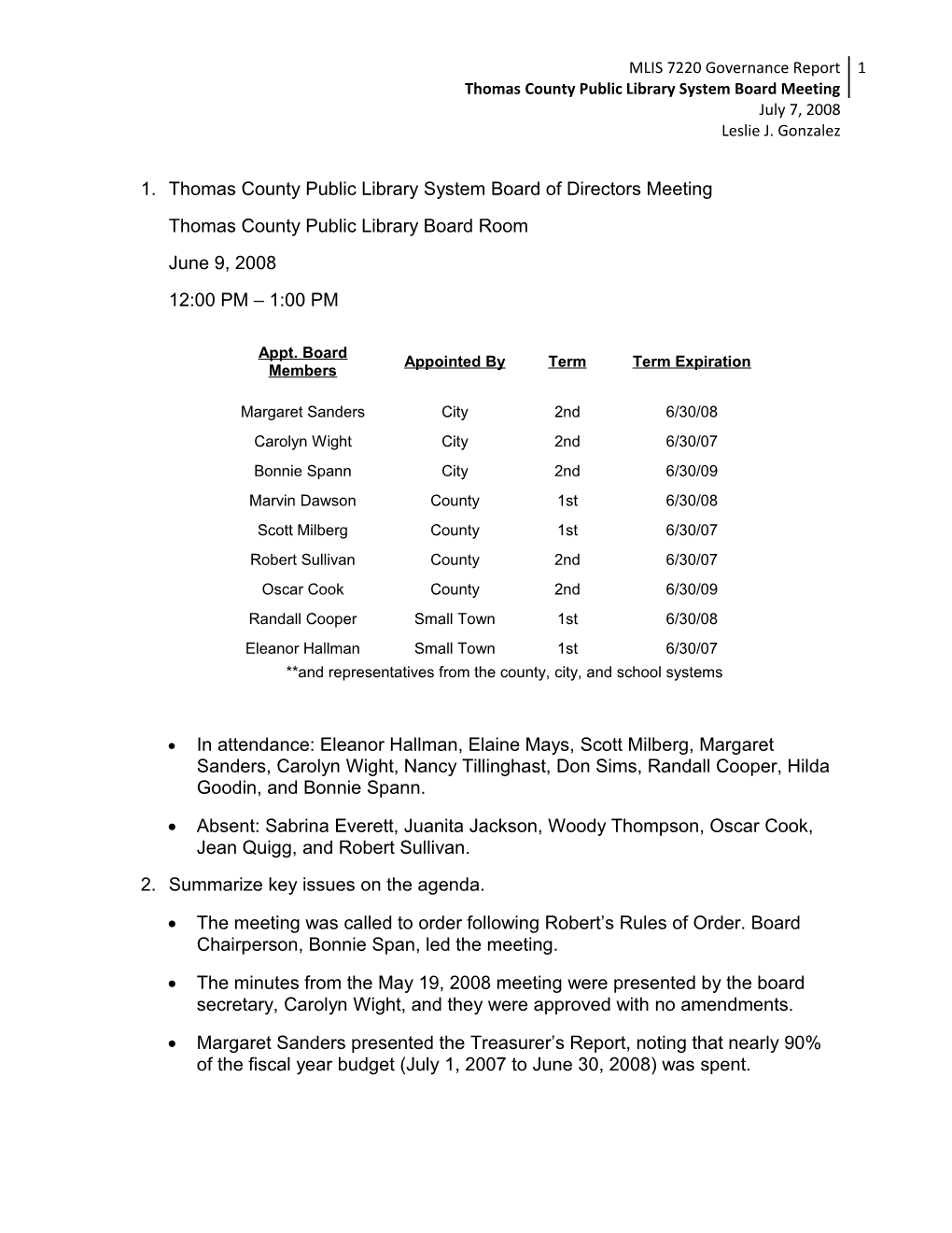 Thomas County Public Library System Board Meeting