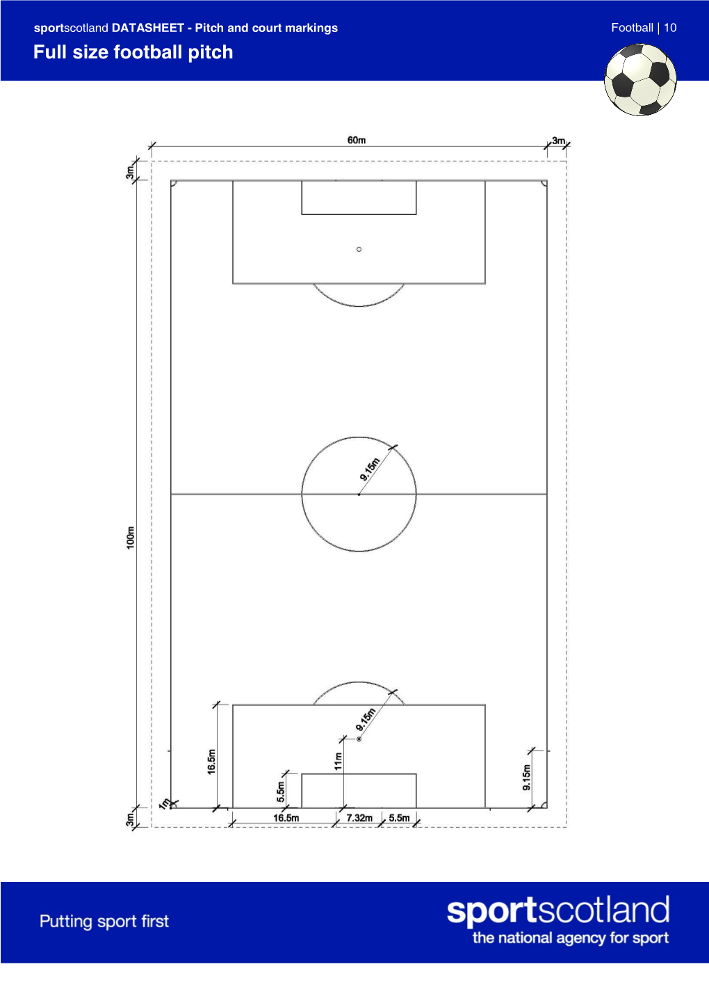 Full Size Football Pitch Sportscotland DATASHEET - Pitch and Court Markings Football |10