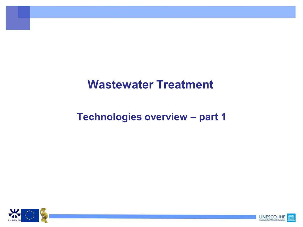 Wastewater Treatment Technologies Overview – Part 1
