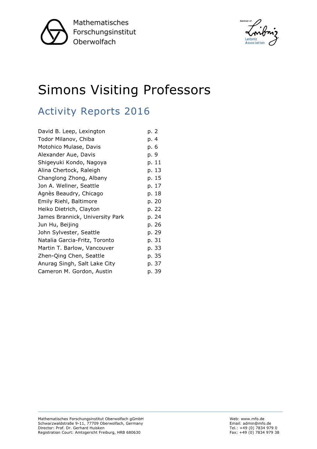 Simons Visiting Professors