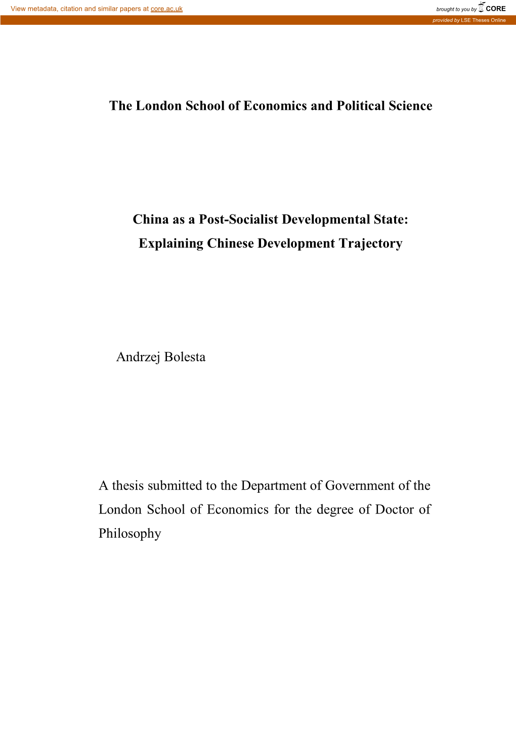 The London School of Economics and Political Science China As