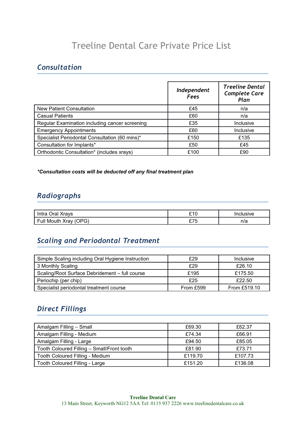 *Consultation Costs Will Be Deducted Off Any Final Treatment Plan