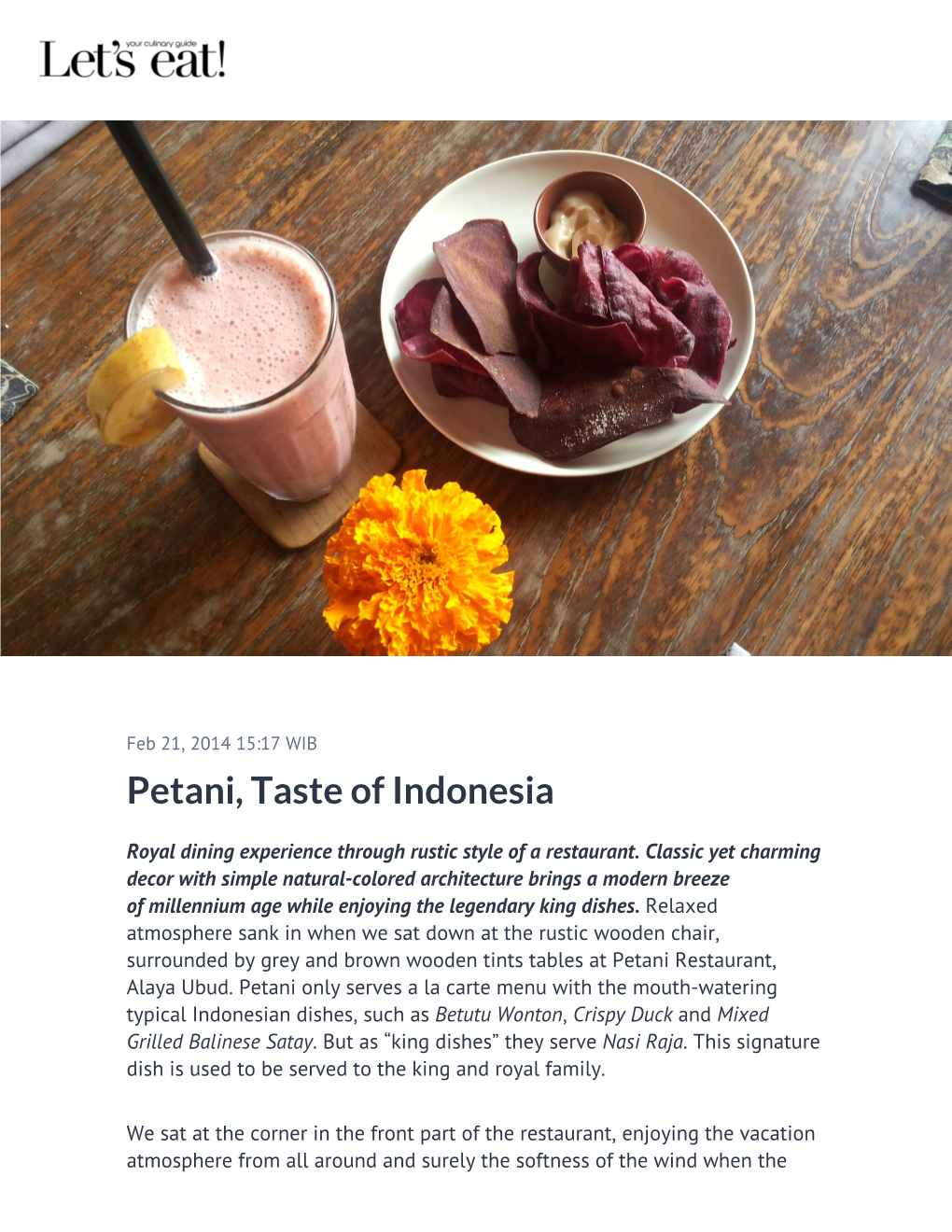 Petani, Taste of Indonesia