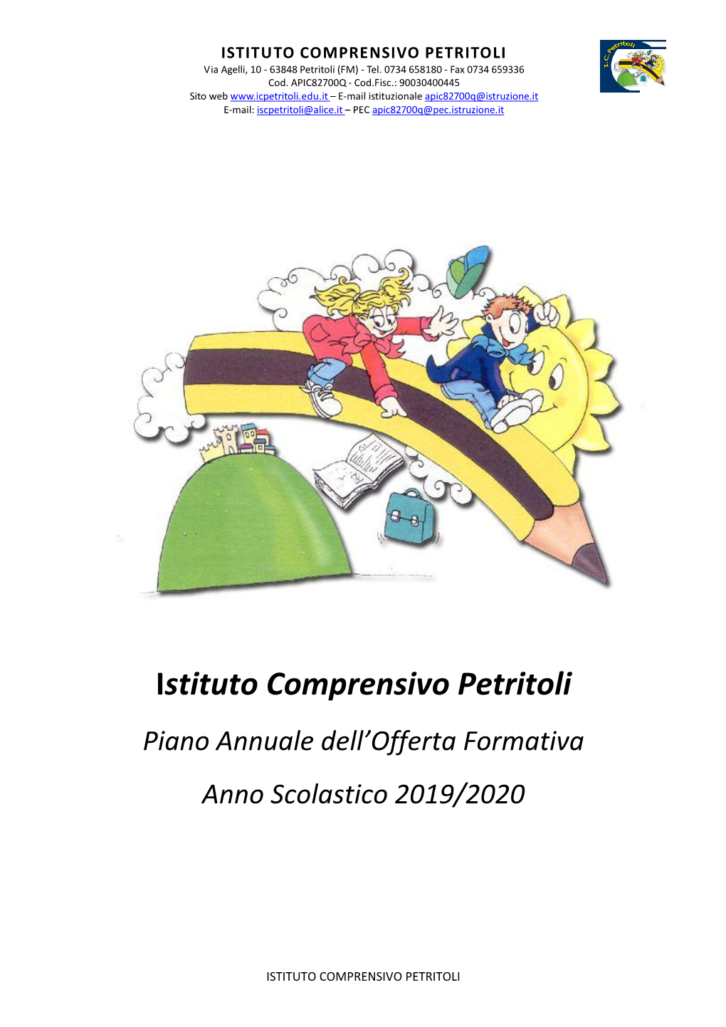 Istituto Comprensivo Petritoli Piano Annuale Dell’Offerta Formativa Anno Scolastico 2019/2020