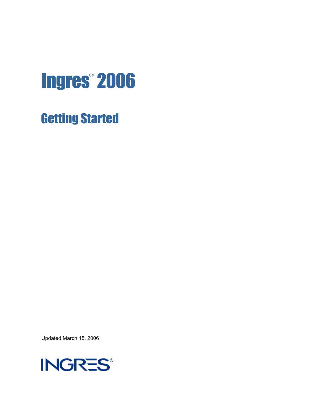 Ingres 2006 Getting Started