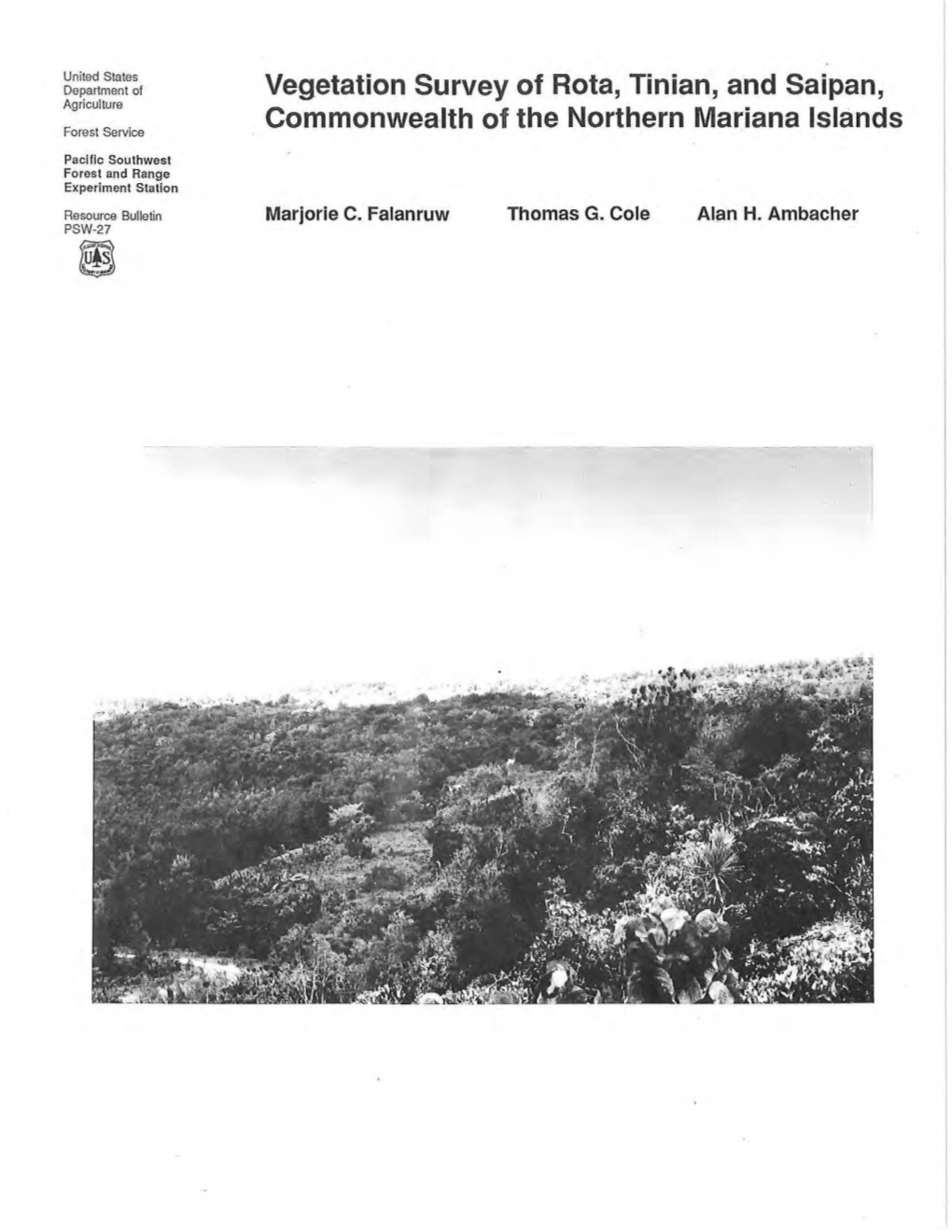 Vegetation Survey of Rota, Tinian, and Saipan, Commonwealth of the Northern Mariana Islands