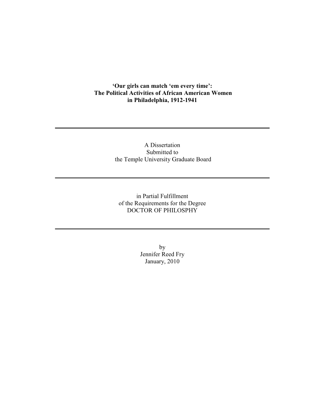 The Political Activities of African American Women in Philadelphia, 1912-1941