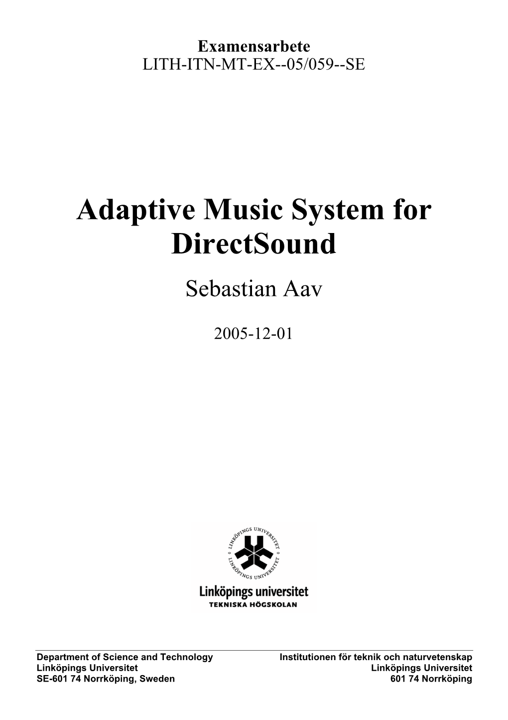 Adaptive Music System for Directsound