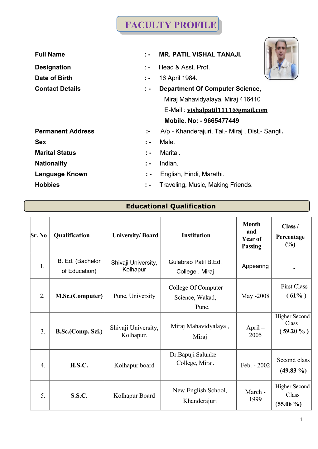 Faculty Profile