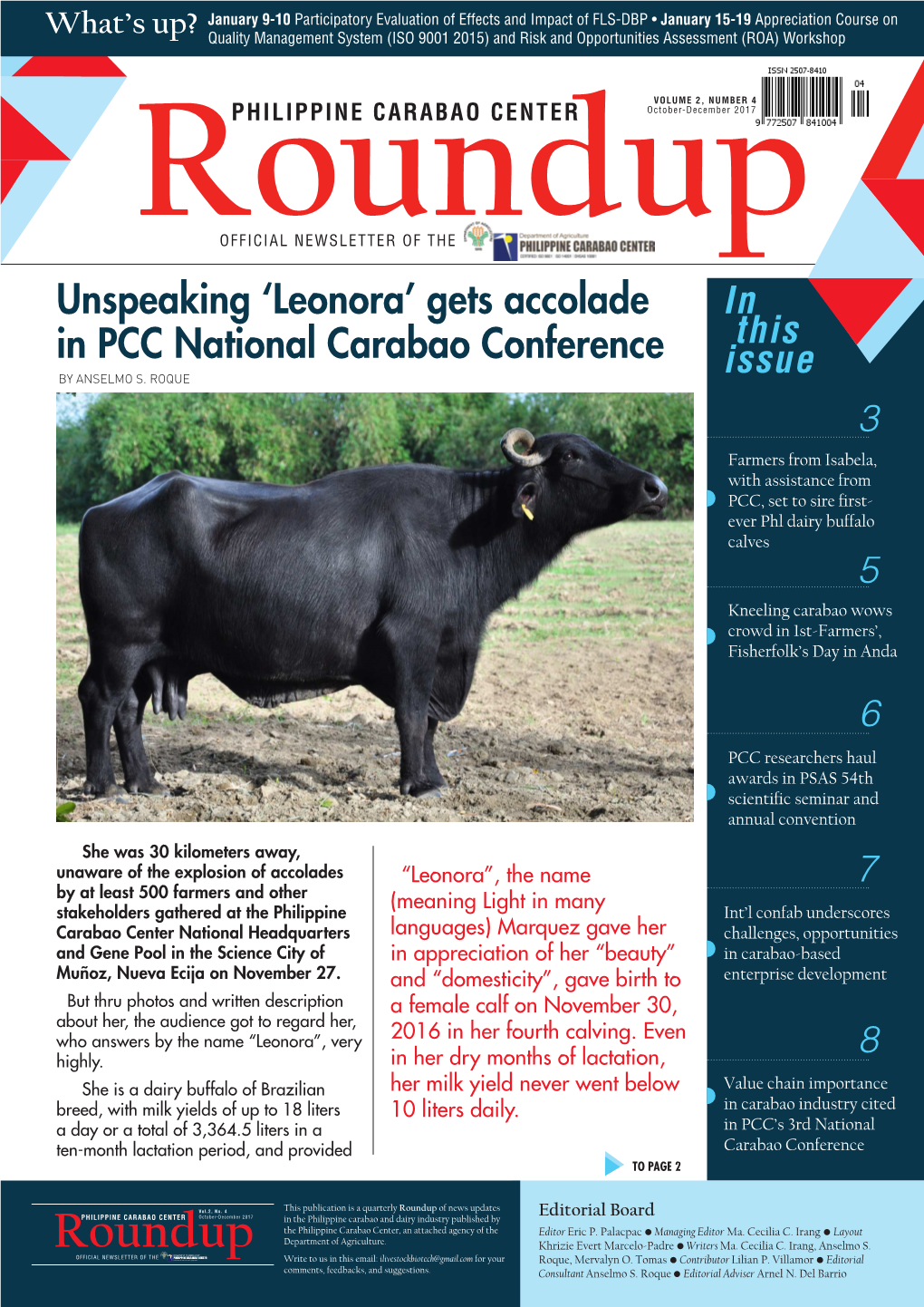 Roundupofficial NEWSLETTER of the Unspeaking ‘Leonora’ Gets Accolade in This in PCC National Carabao Conference Issue by ANSELMO S