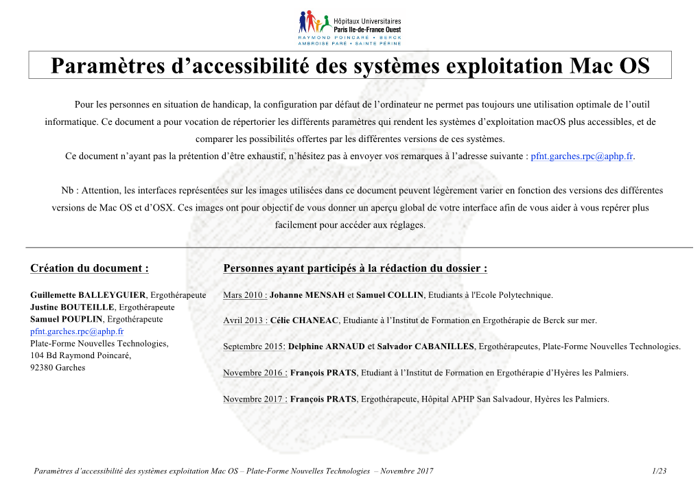 Paramètres Accessibilité Macos