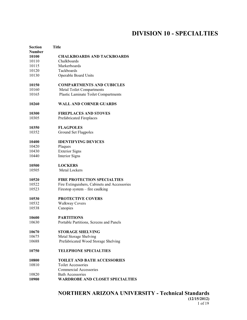 Division 10 - Specialties