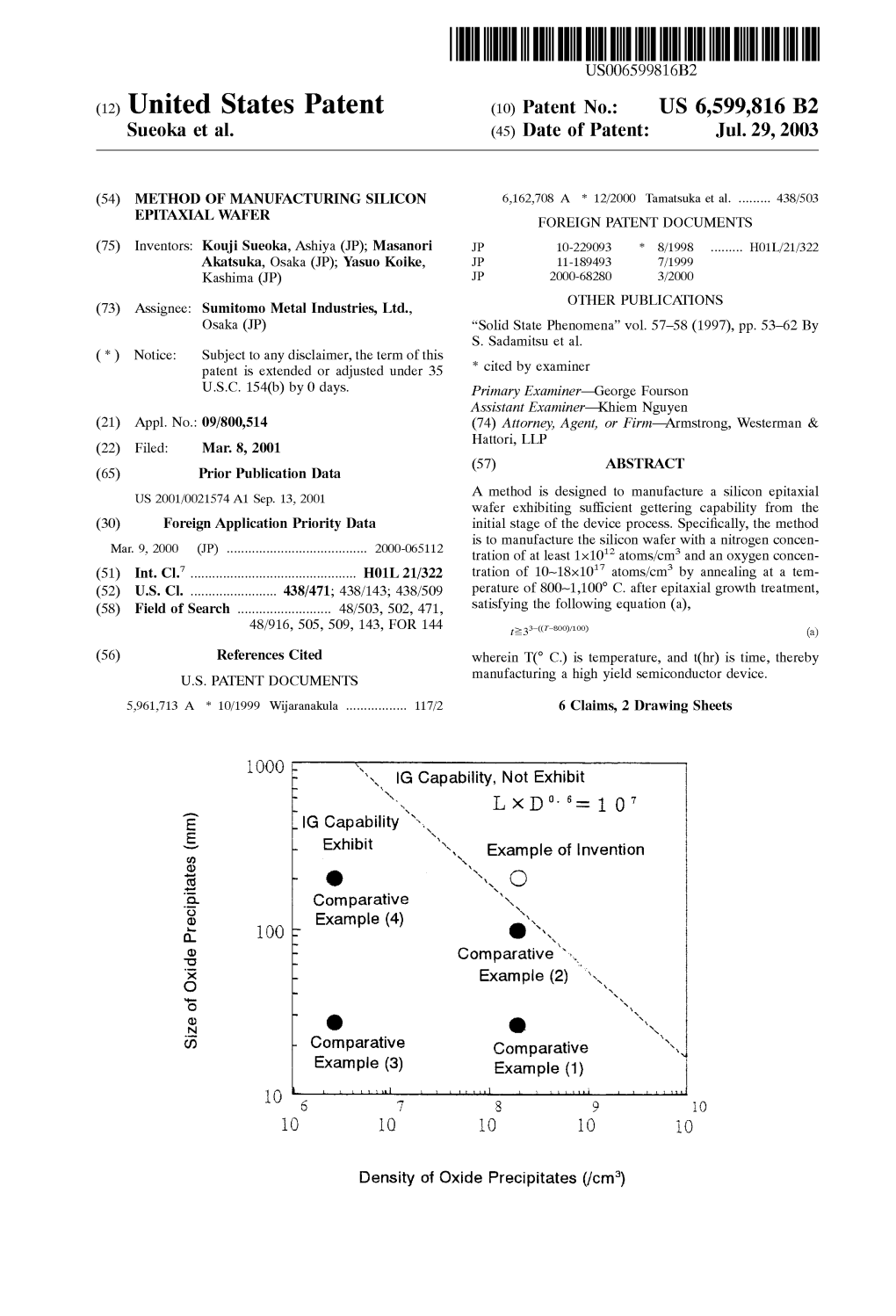 (12) United States Patent (10) Patent No.: US 6,599,816 B2 Sueoka Et Al