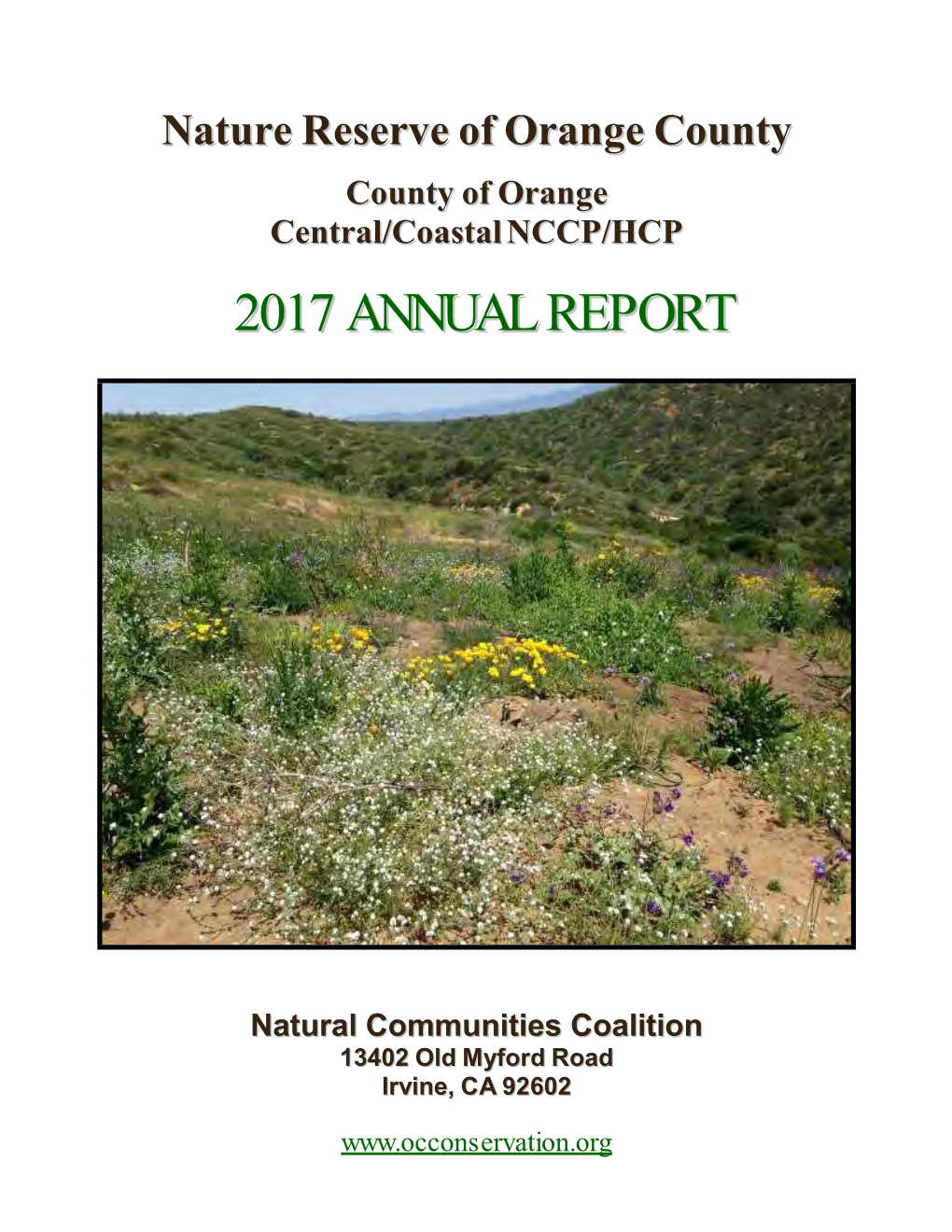 2017 Annual Report Habitat Mitigation Sites Within the NCCP Reserve System
