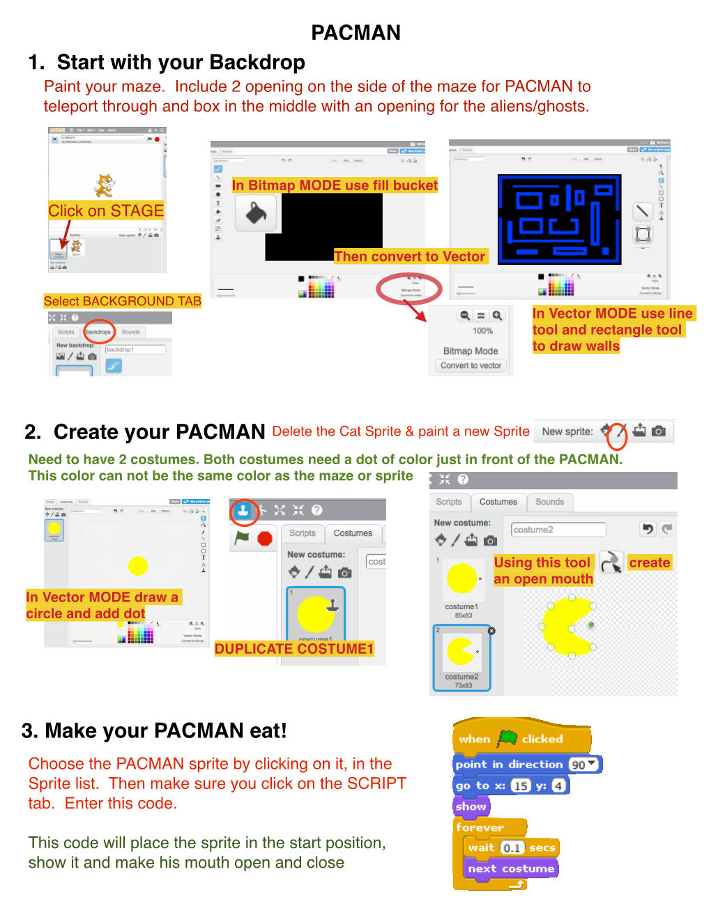 Pacman Instructs Scratch