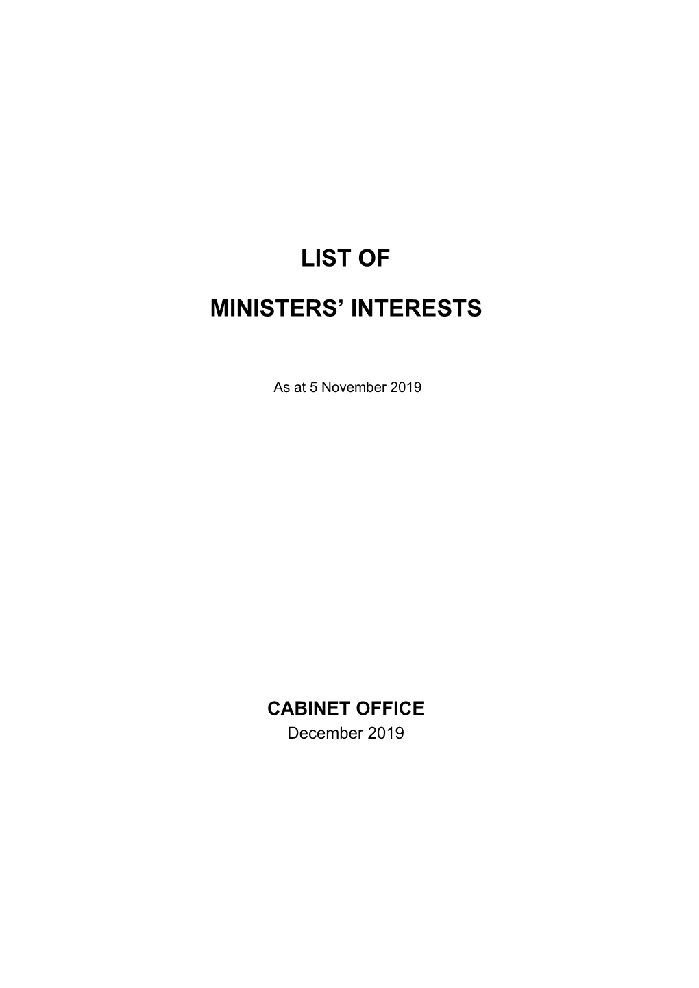 List of Ministers' Interests