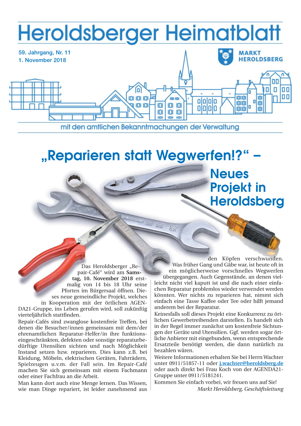 Reparieren Statt Wegwerfen!?“ – Neues Projekt in Heroldsberg