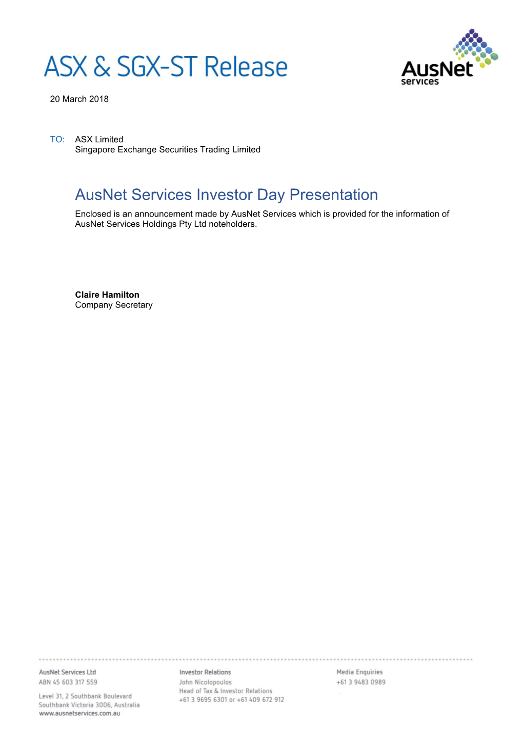 Ausnet Services Investor Day Presentation