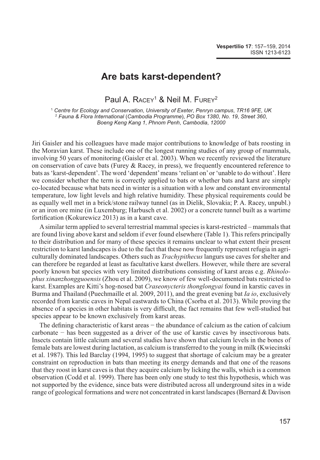 Are Bats Karst-Dependent?