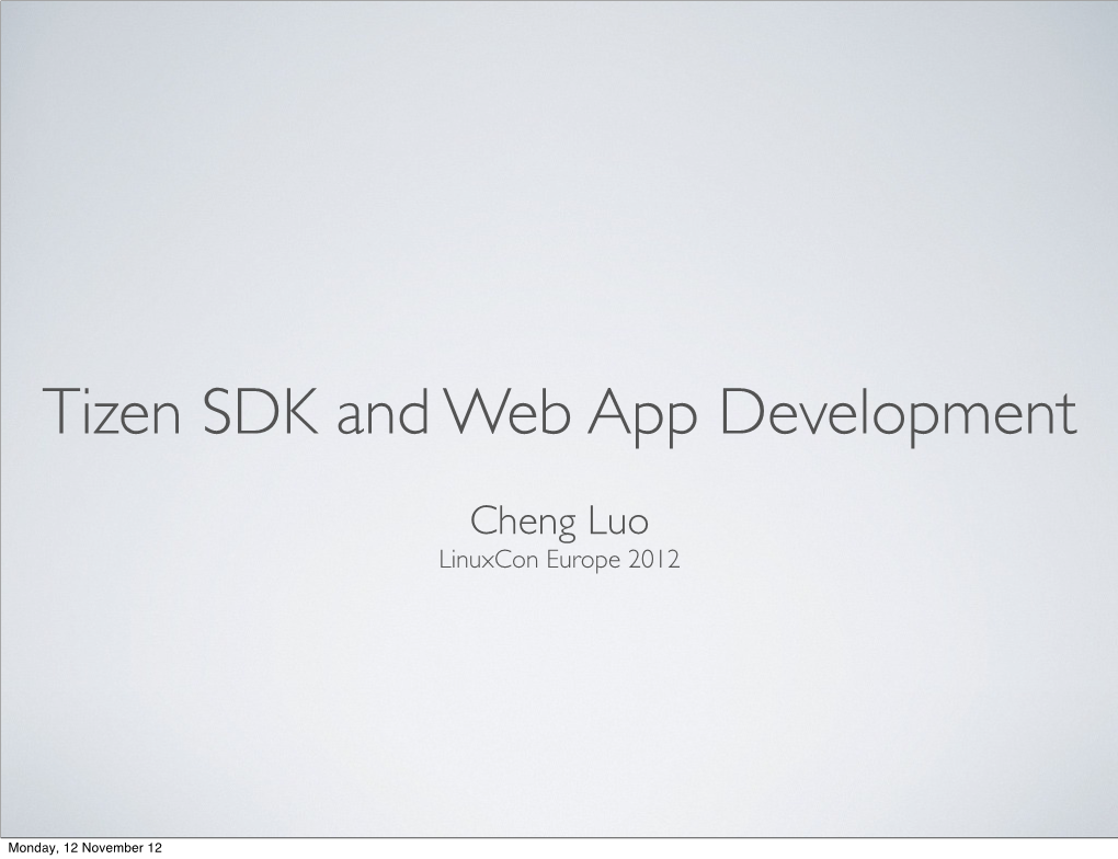 Tizen SDK and Web App Development