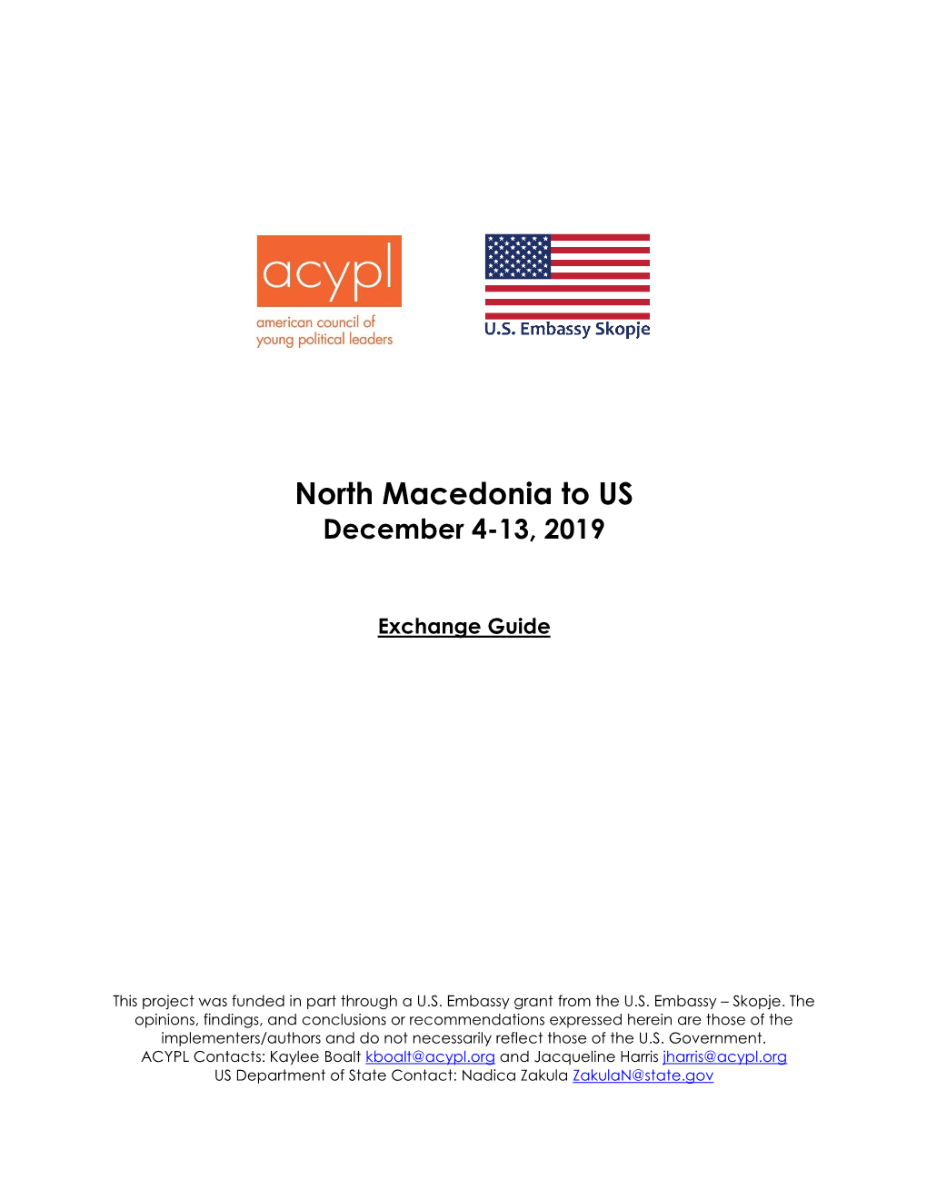 North Macedonia to US December 4-13, 2019