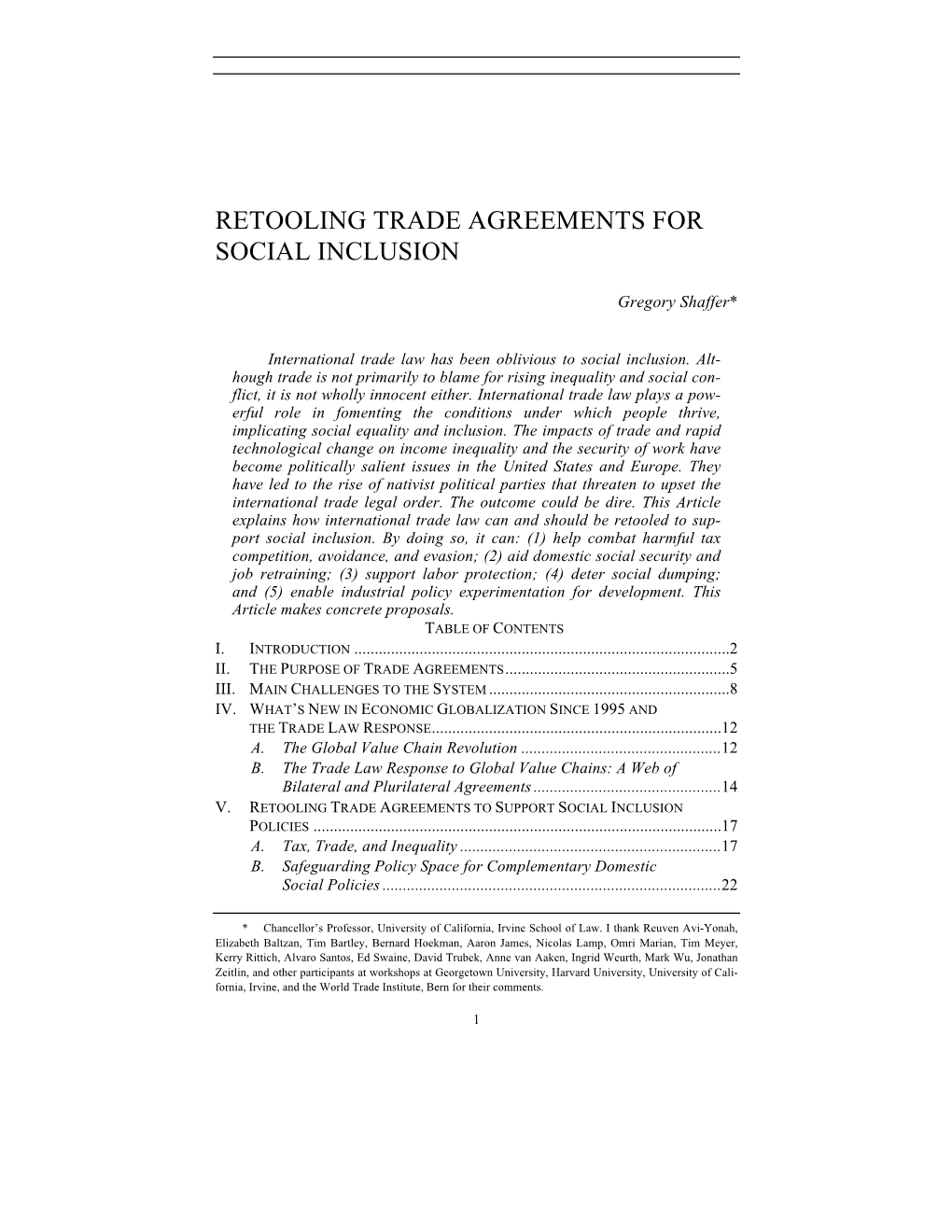 Retooling Trade Agreements for Social Inclusion