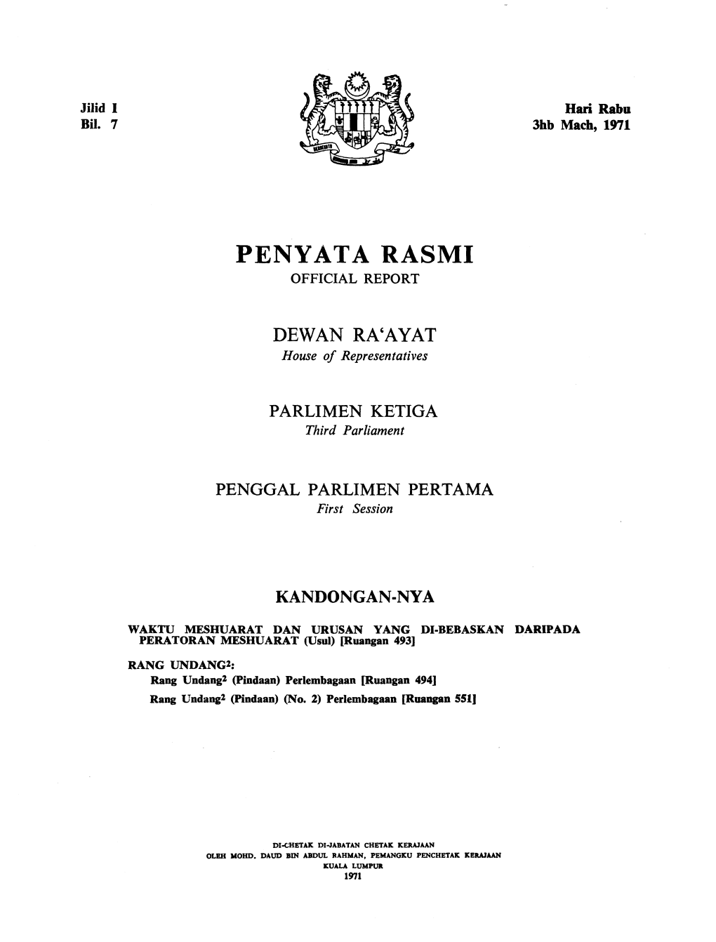 Penyata Rasmi Official Report