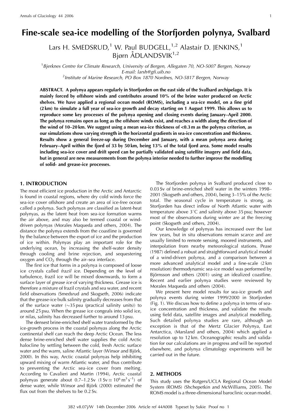 Fine-Scale Sea-Ice Modelling of the Storfjorden Polynya, Svalbard