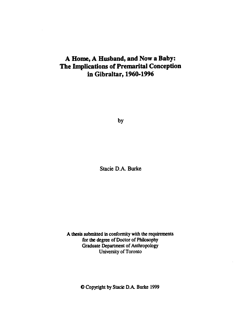 The Implications of Premarital Conception in Gibraltar, 1960-1996