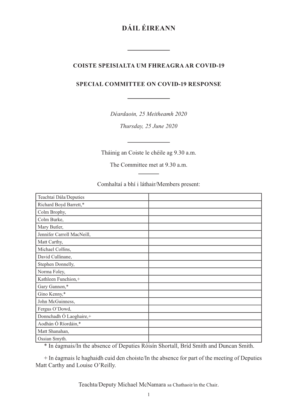 Committee Debate, 25 June 2020