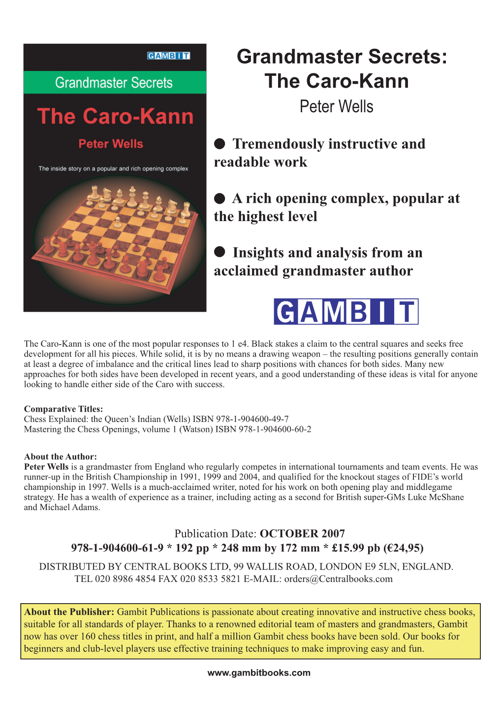 Grandmaster Secrets: the Caro-Kann Peter Wells