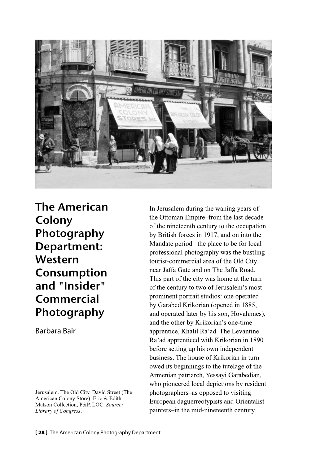 The American Colony Photography Department