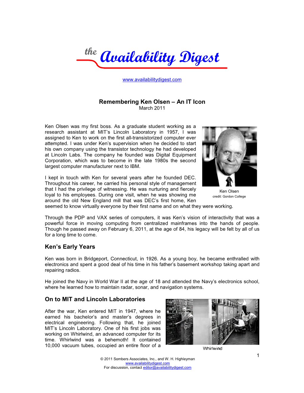 The Availability Digest