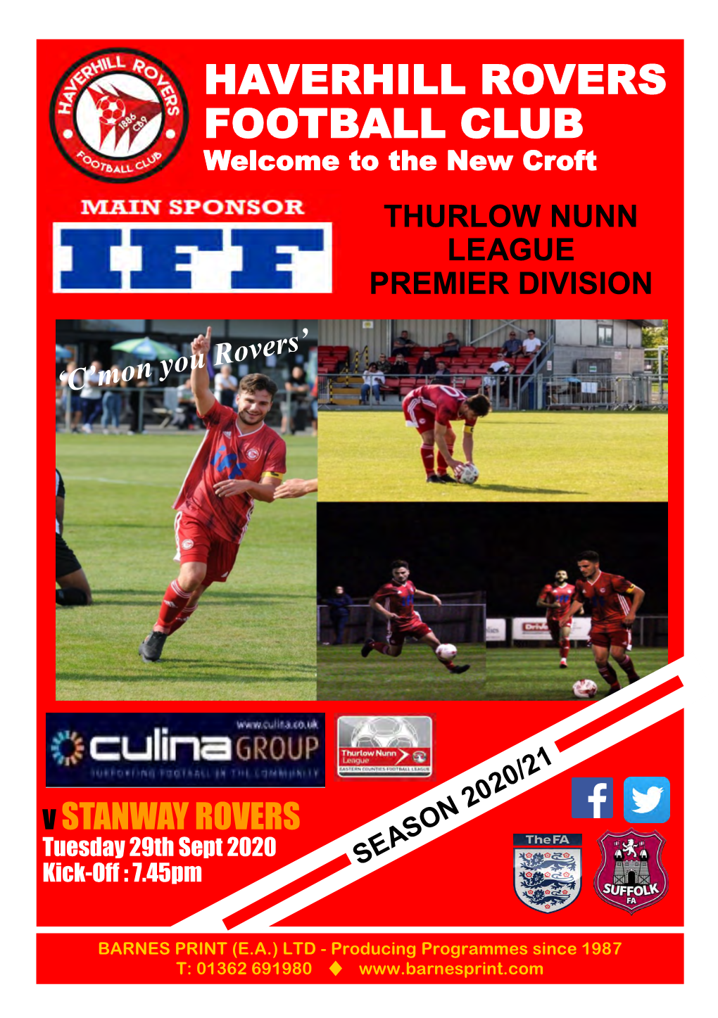 HAVERHILL ROVERS FOOTBALL CLUB Welcome to the New Croft THURLOW NUNN LEAGUE PREMIER DIVISION