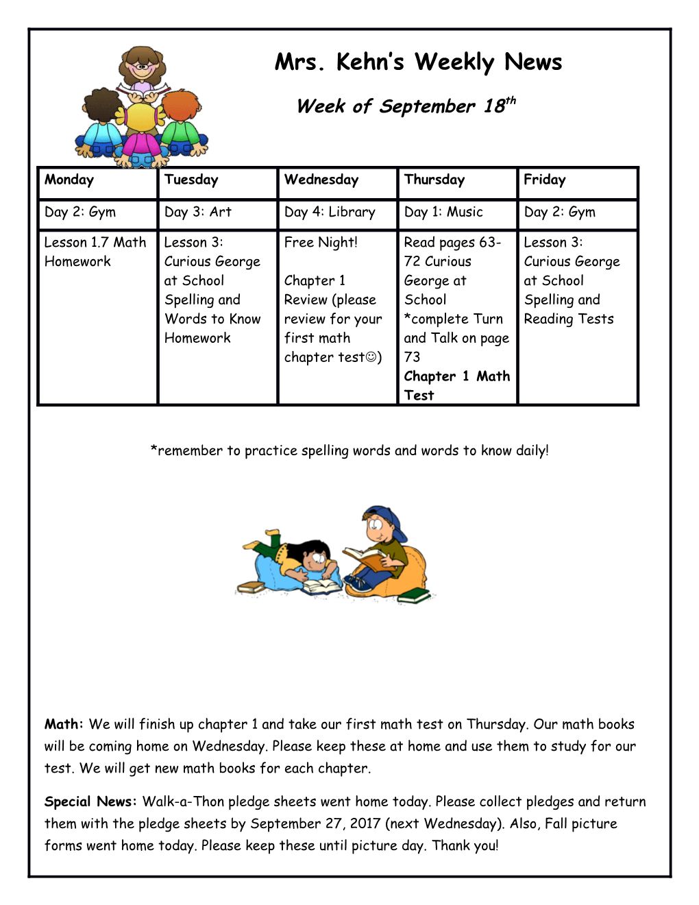 Mrs. Kehn S Weekly News