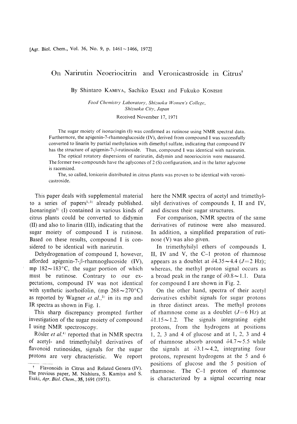 Already Published. Isonaringin2) (I) Contained in Vari