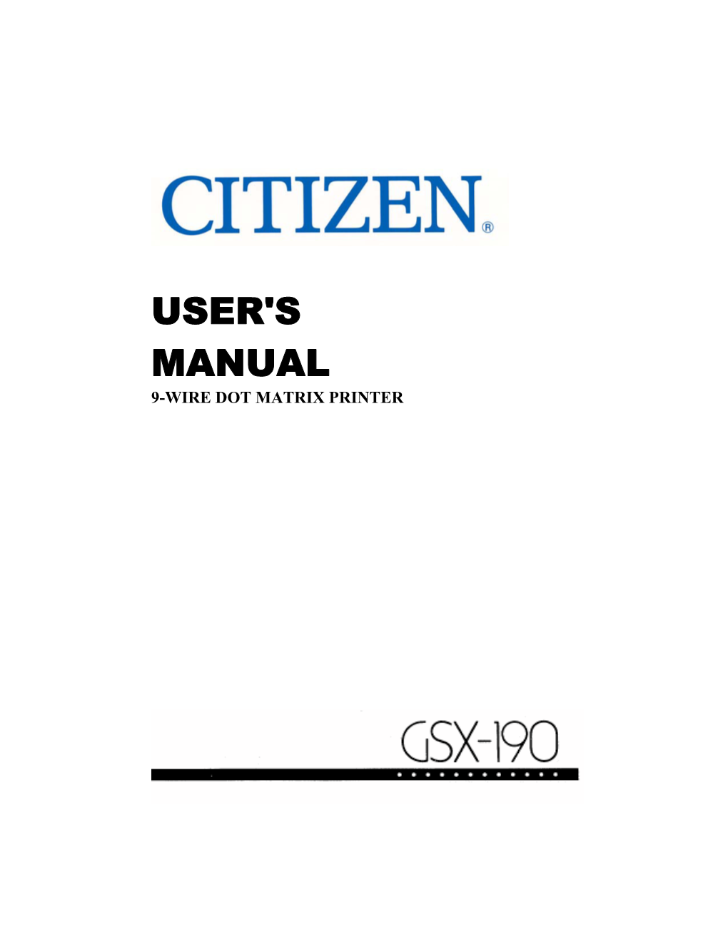 CITIZEN® GSX-190 User's Manual