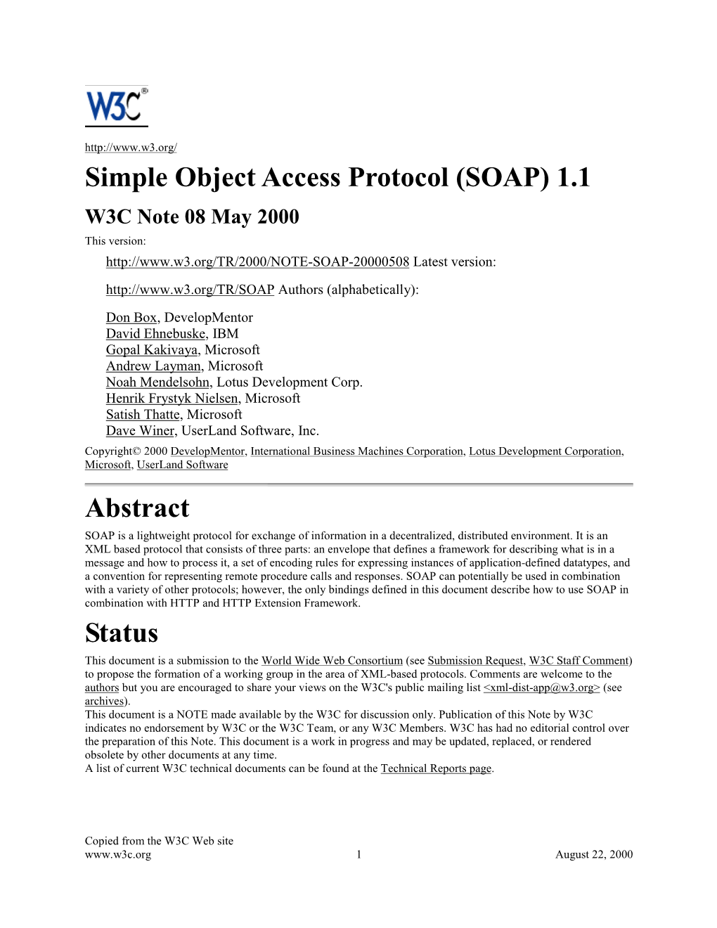 Simple Object Access Protocol (SOAP)